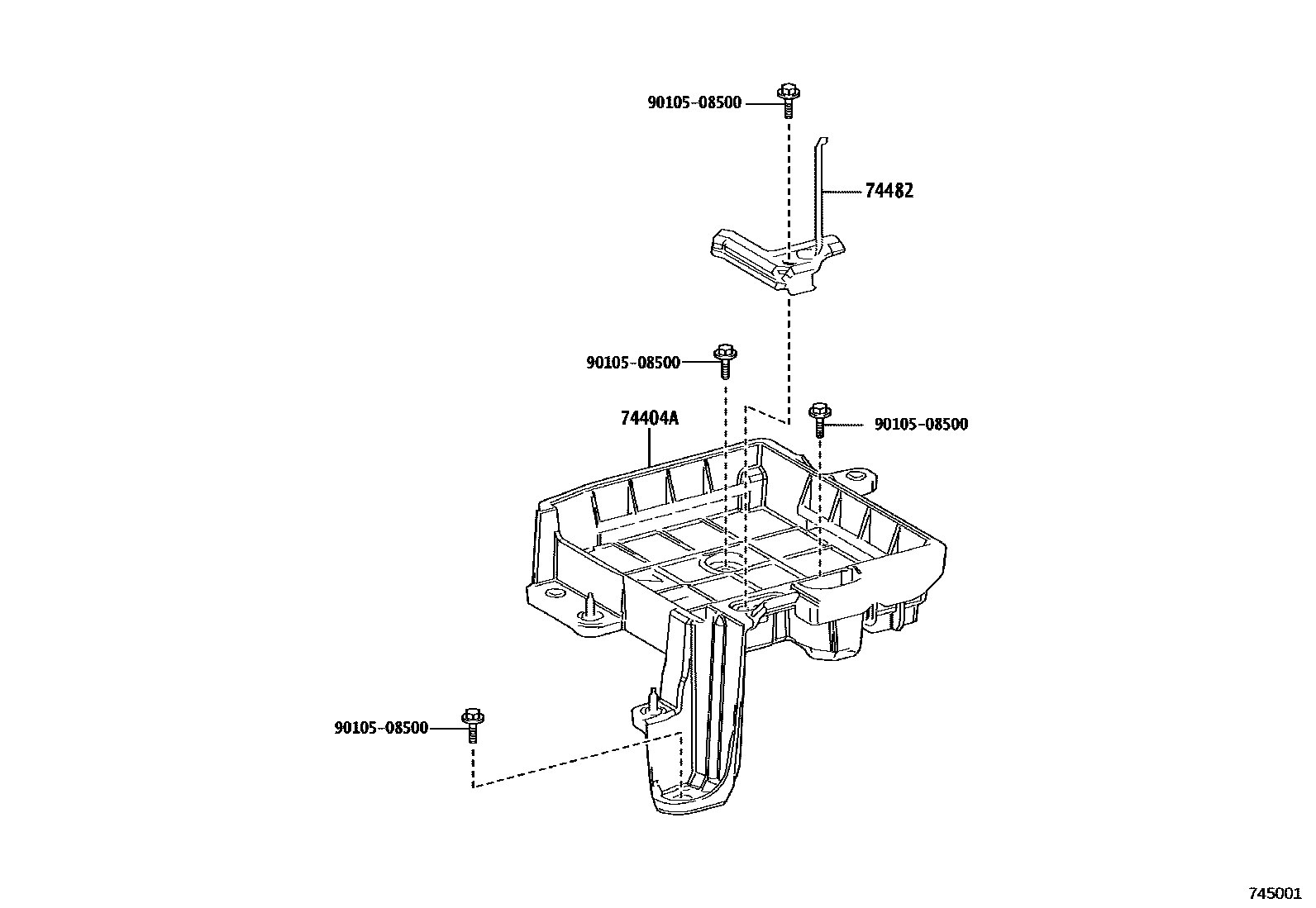 Toyota COROLLA battery holder EPC diagram — 745001