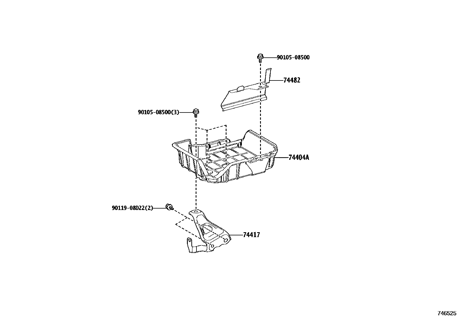 Toyota COROLLA battery holder EPC diagram — 746525