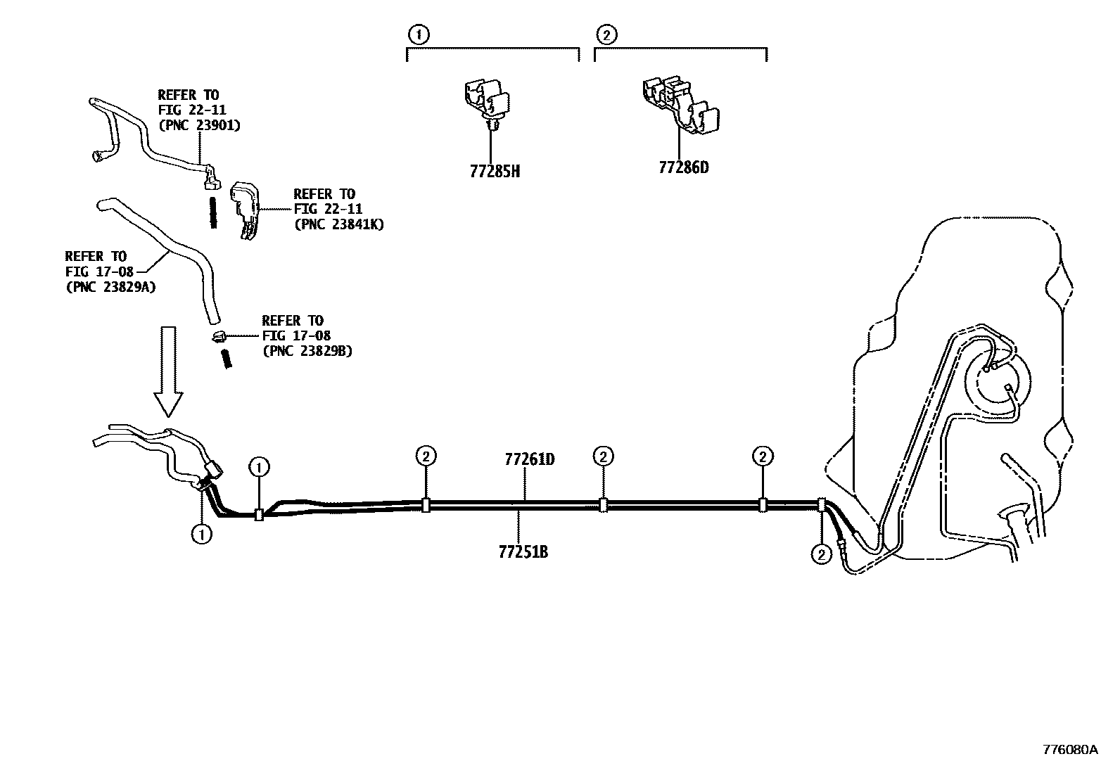 Toyota COROLLA 燃油箱和燃油管 EPC diagram — 776080A