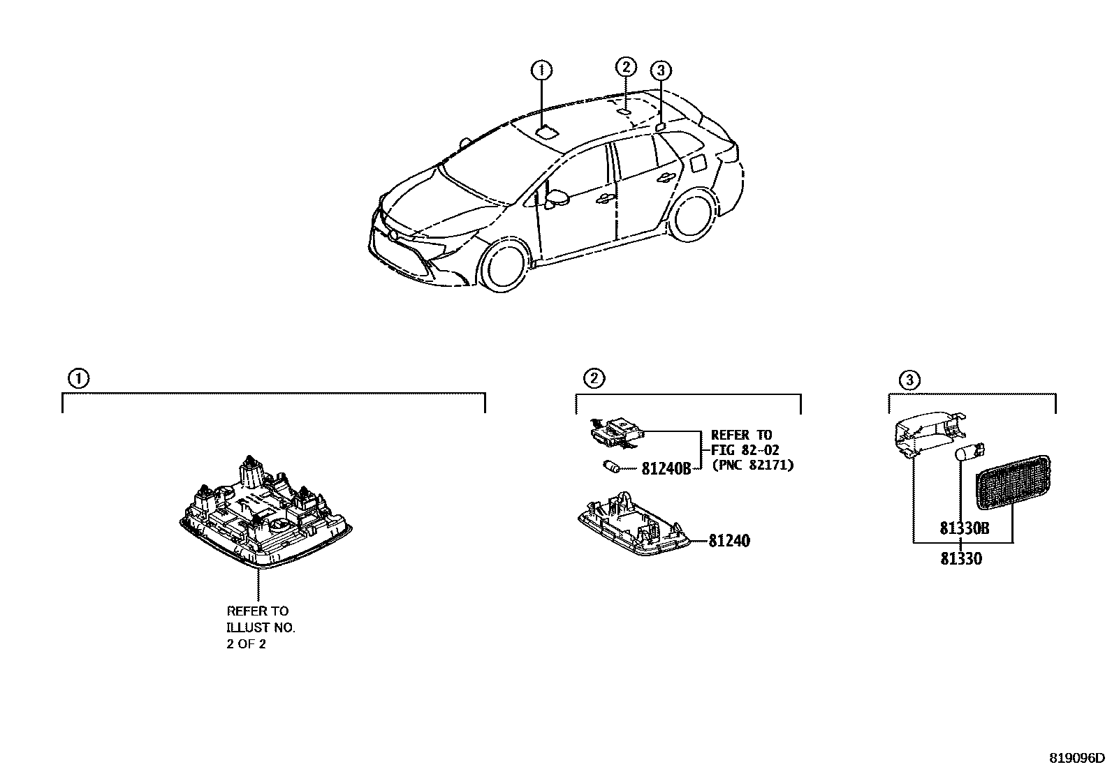 Toyota COROLLA 车内灯 EPC diagram — 819096D