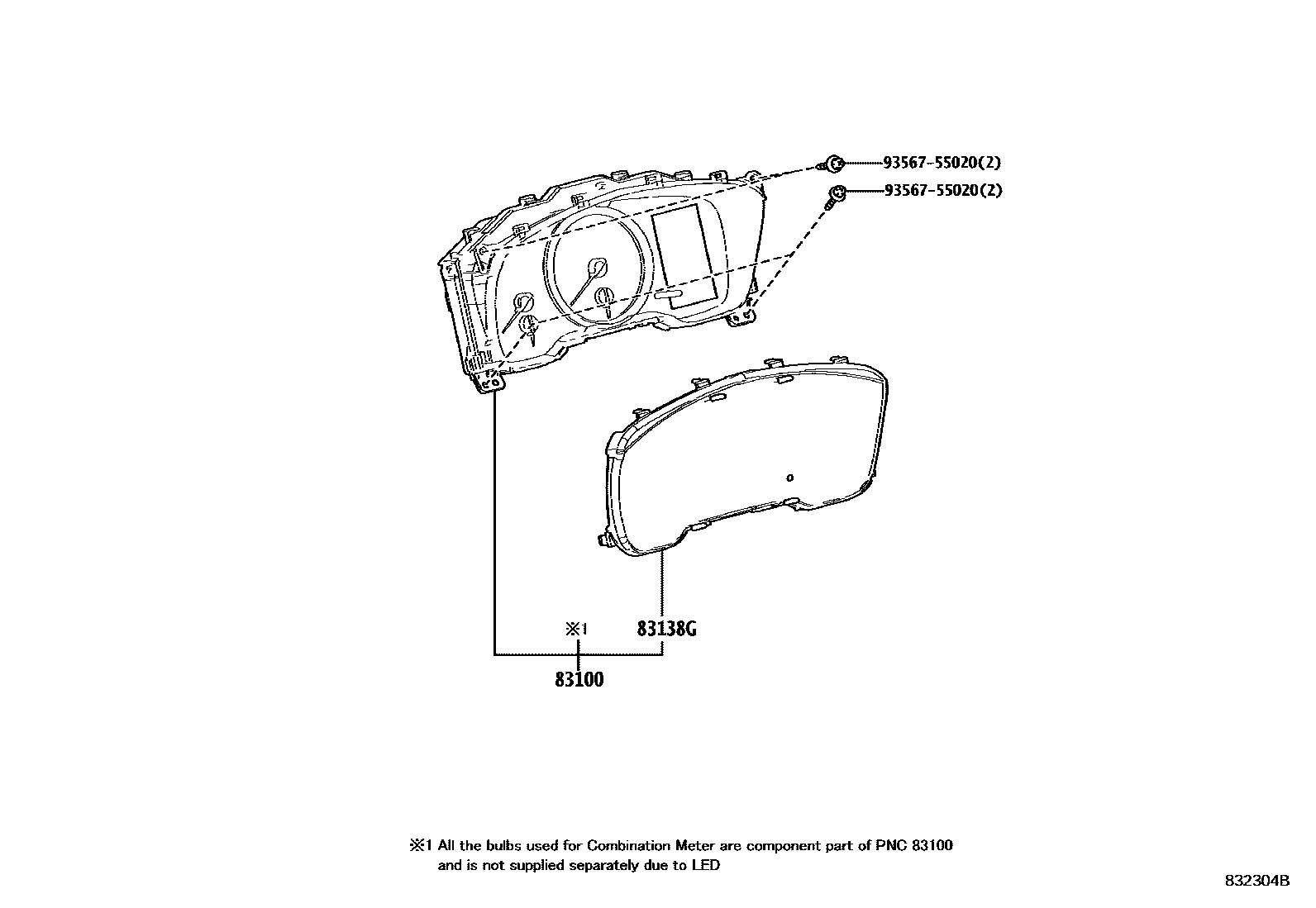 Toyota COROLLA 仪表 EPC diagram — 832304B
