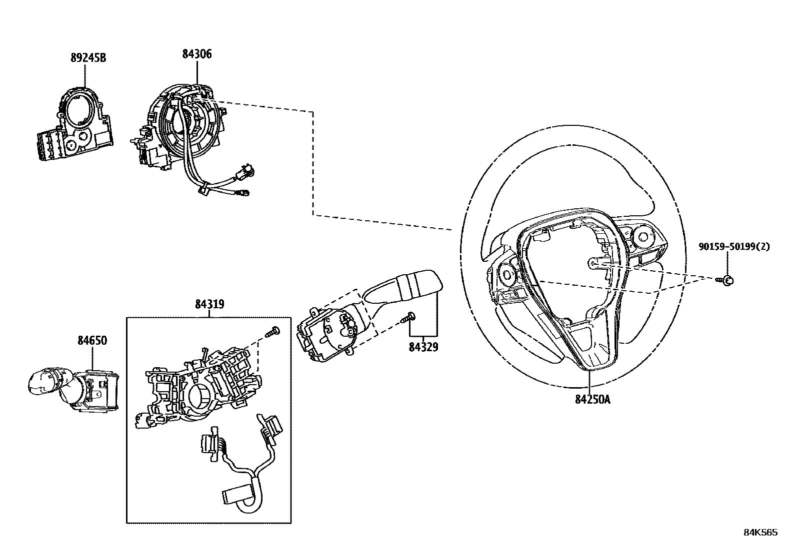 Toyota COROLLA 开关和继电器和ECU EPC diagram — 84K565