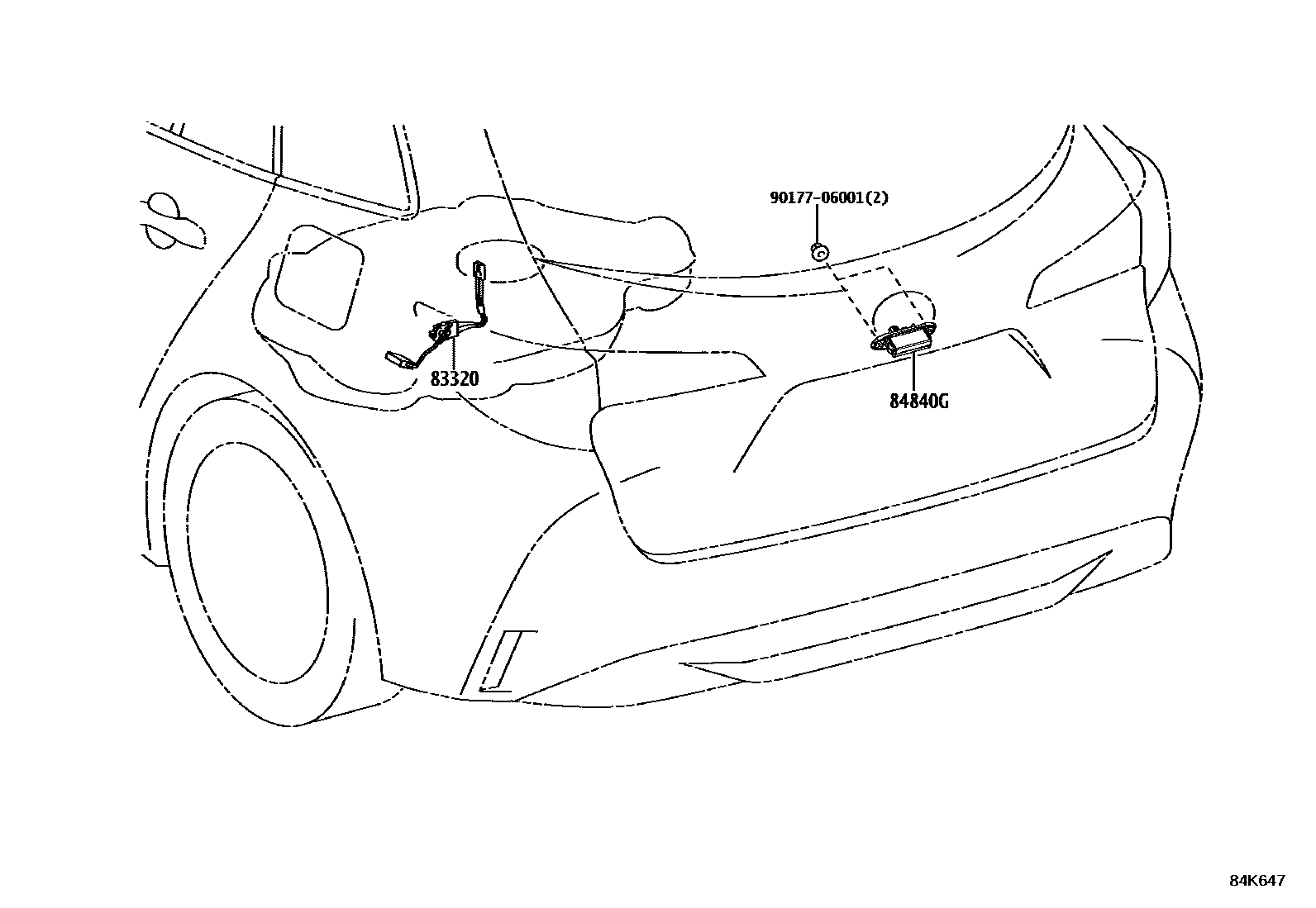 Toyota COROLLA 开关和继电器和ECU EPC diagram — 84K647