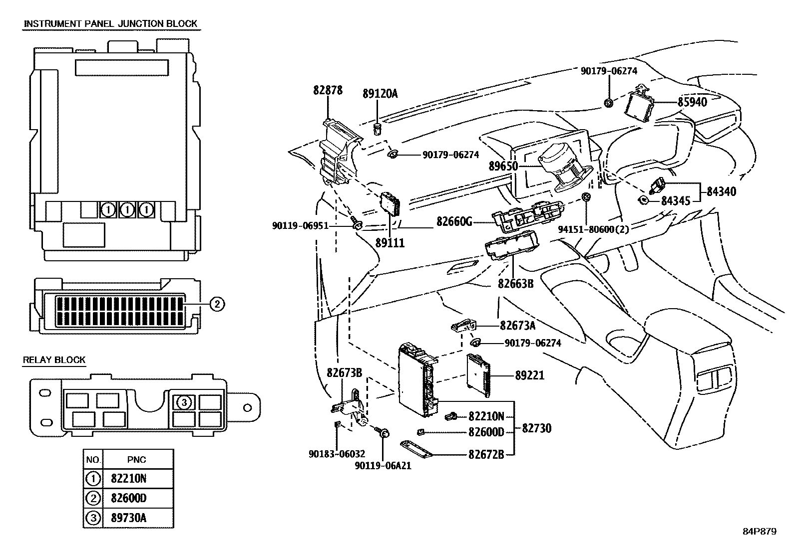 Toyota COROLLA 开关和继电器和ECU EPC diagram — 84P879