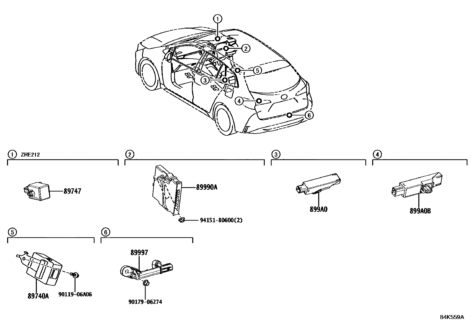 Toyota COROLLA 遥控门锁 EPC diagram — 84K559A