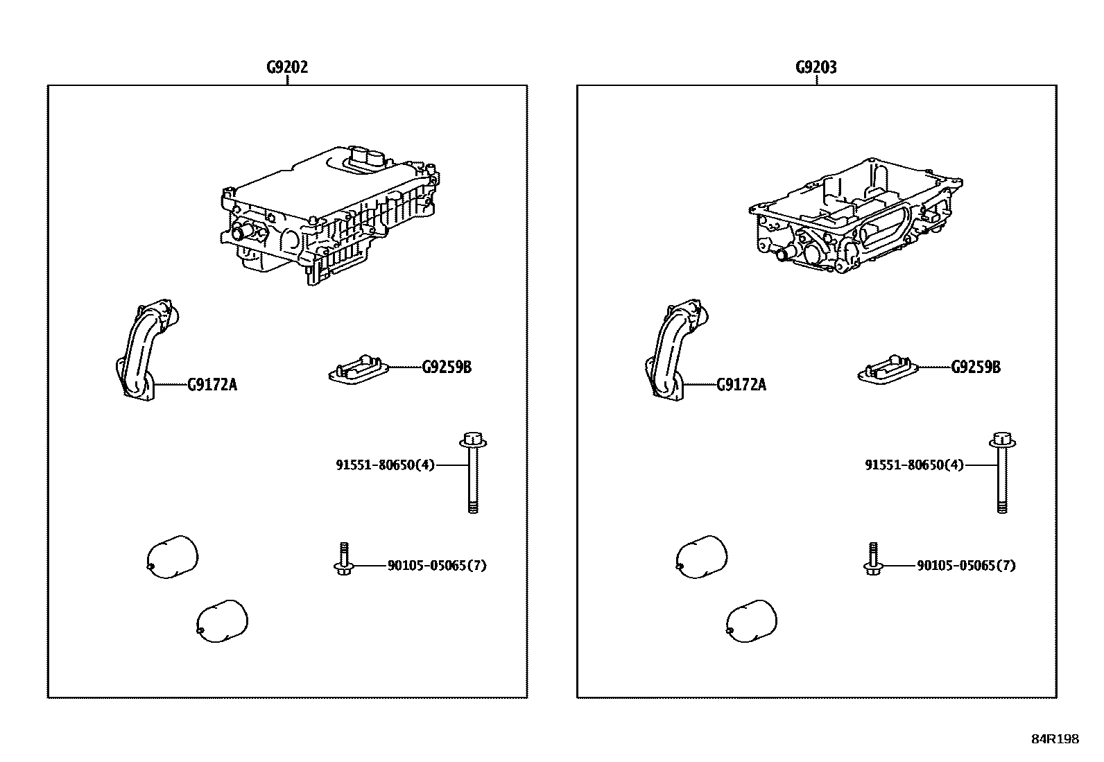 Toyota COROLLA HEV 逆变器 EPC diagram — 84R198
