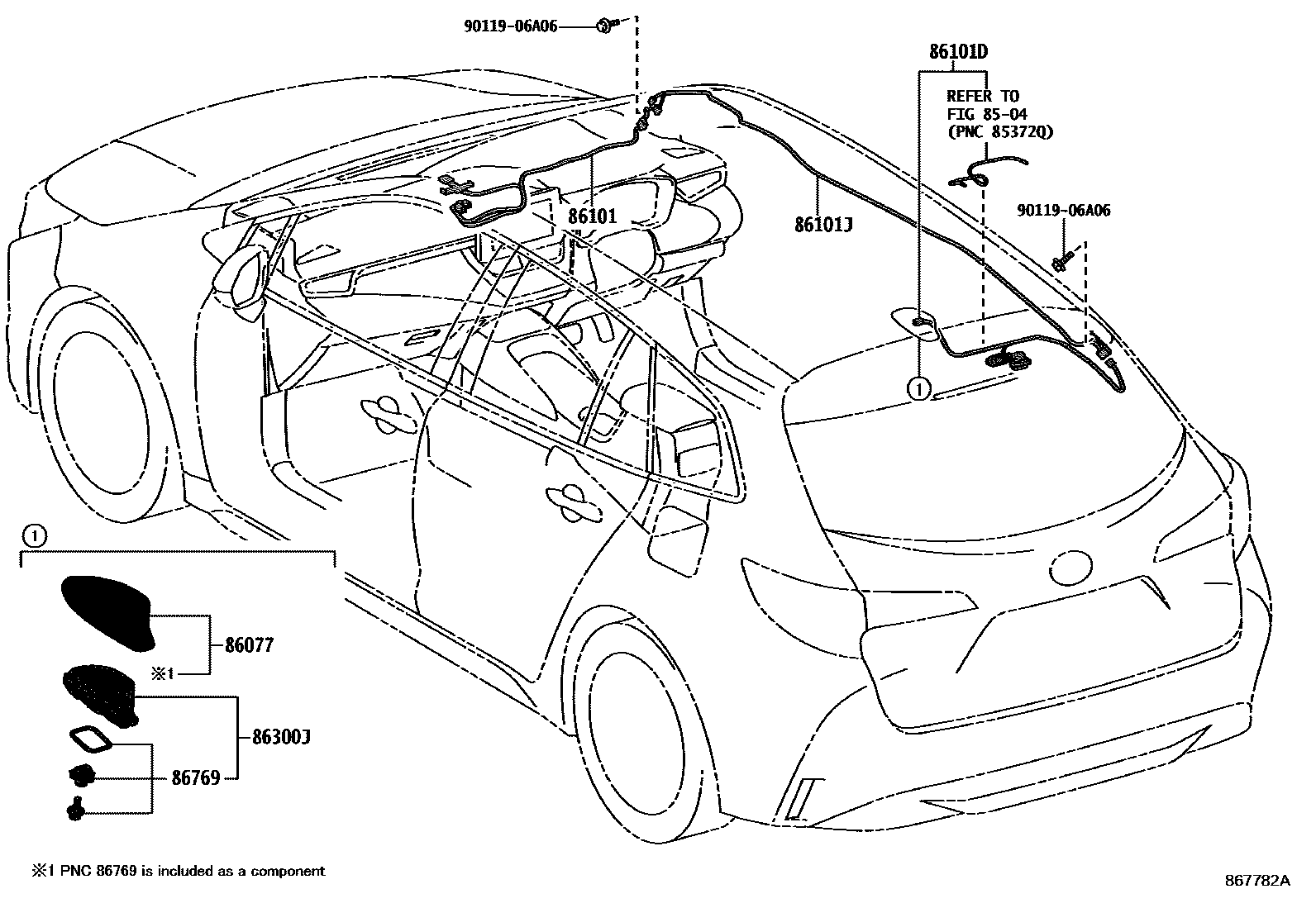 Toyota COROLLA antenna EPC diagram — 867782A