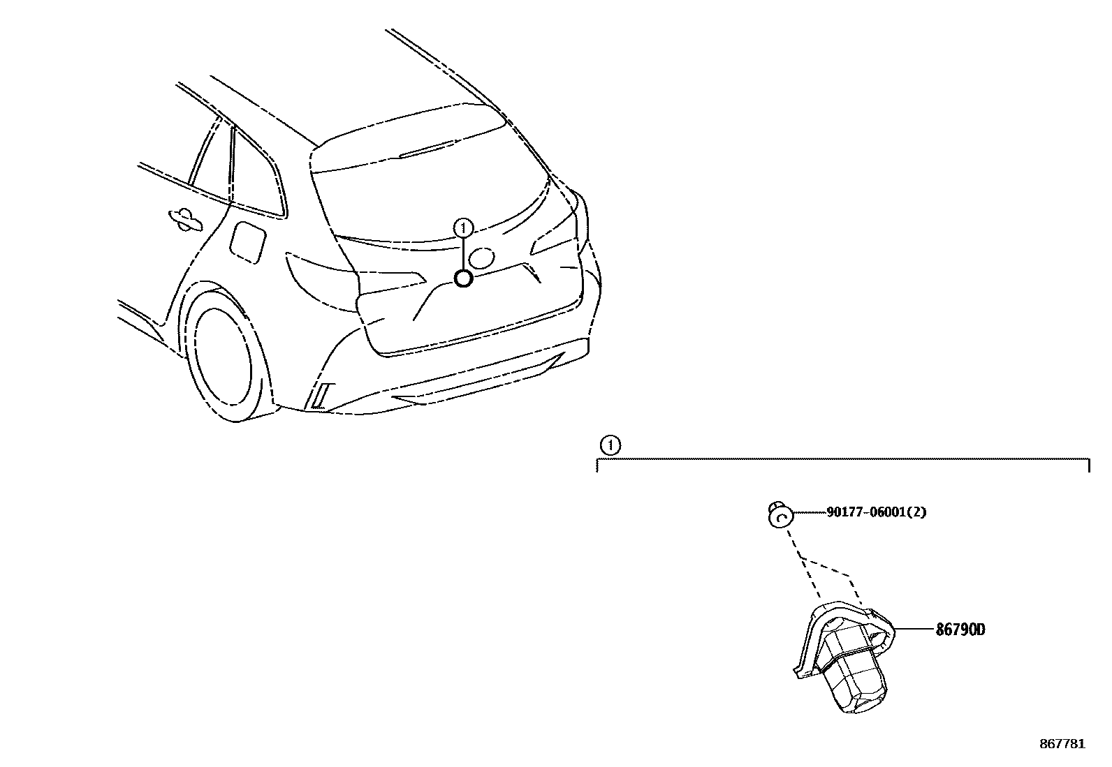 Toyota COROLLA 倒车影像和摄像头 EPC diagram — 867781