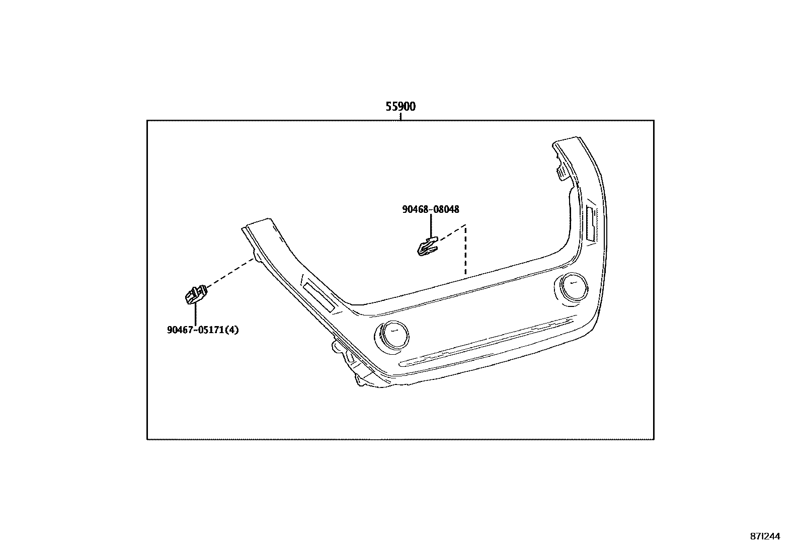 Toyota COROLLA 暖风和空调系统 - 控制器和风管 EPC diagram — 87I244