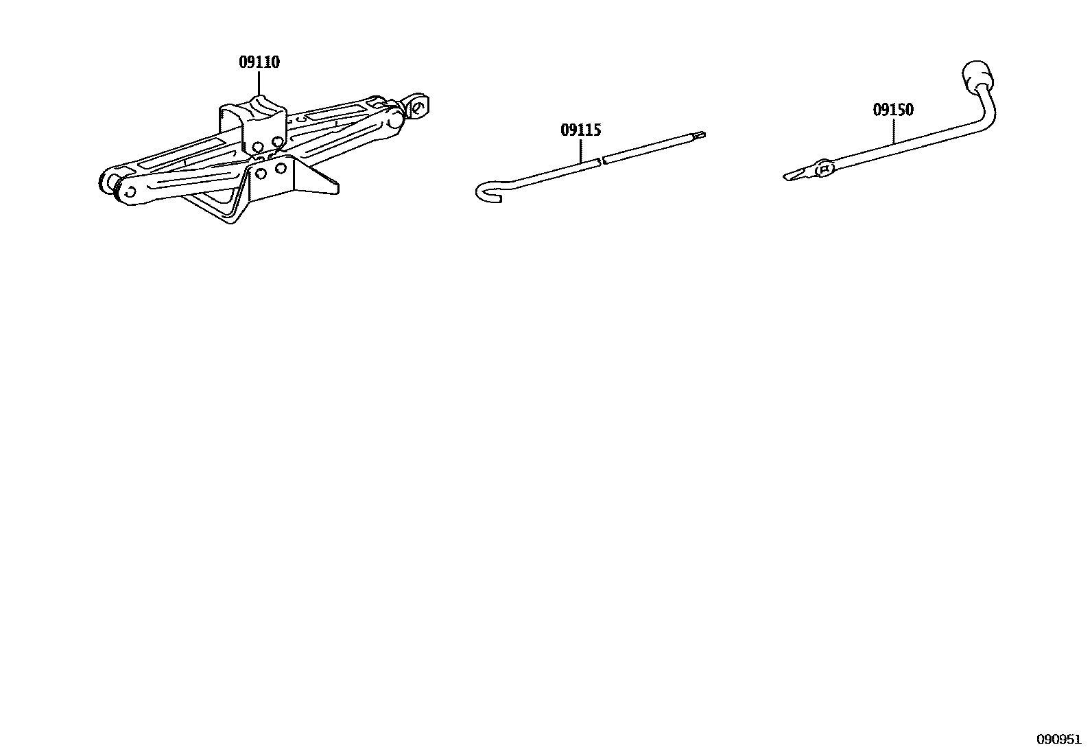 Toyota COROLLA Standard Tools EPC diagram — 090951