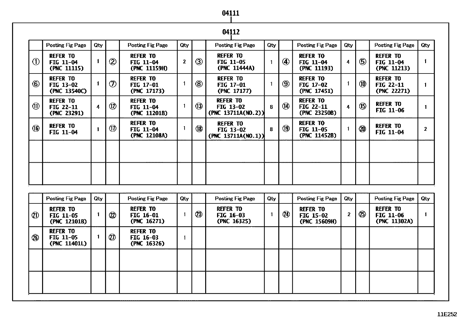 Toyota COROLLA Engine Overhaul Gasket Kit EPC diagram — 11E252