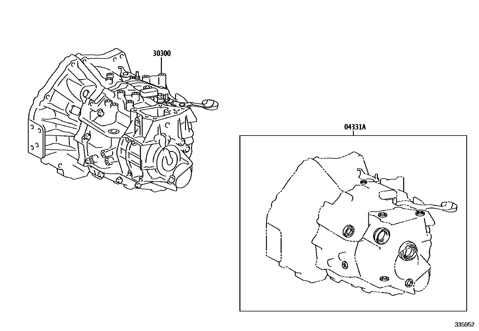 Toyota COROLLA 传动桥或变速器总成和衬垫组件(MTM) EPC diagram — 335952