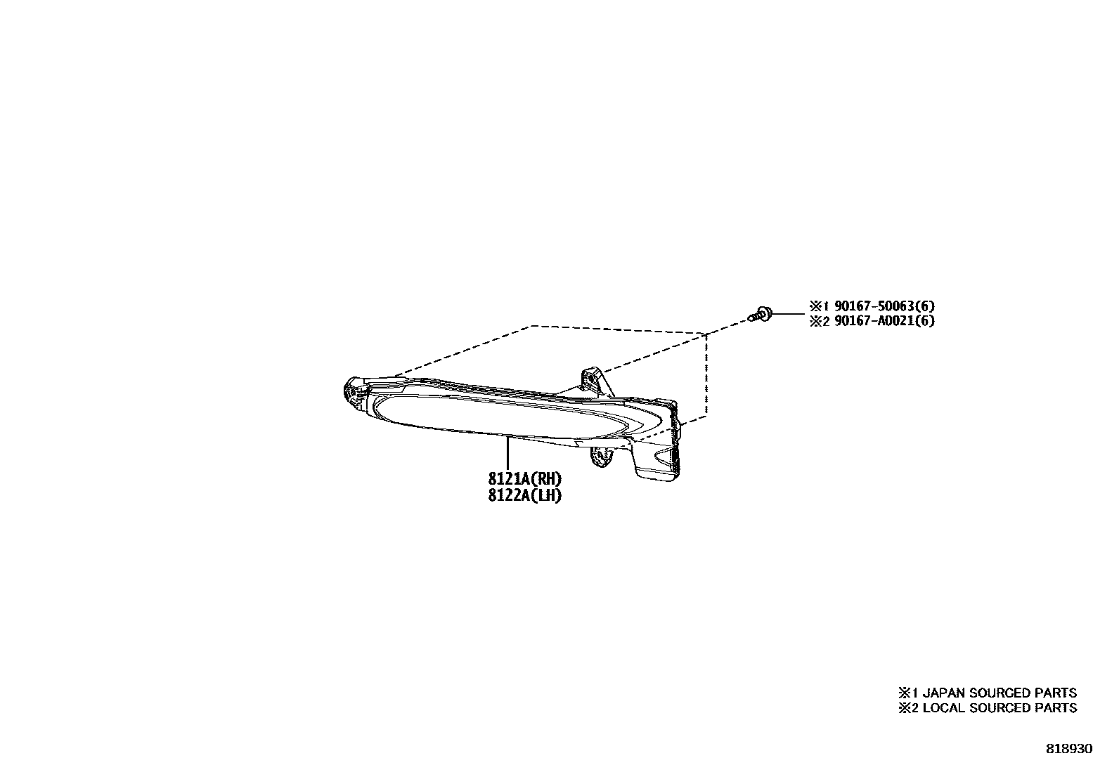 Toyota COROLLA 日间行车照明灯或照明灯 EPC diagram — 818930