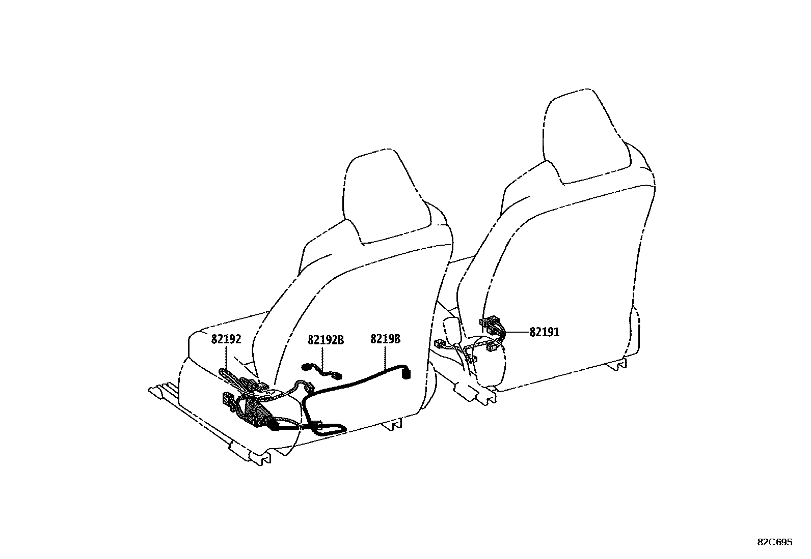 Toyota COROLLA 线束和卡夹 EPC diagram — 82C695