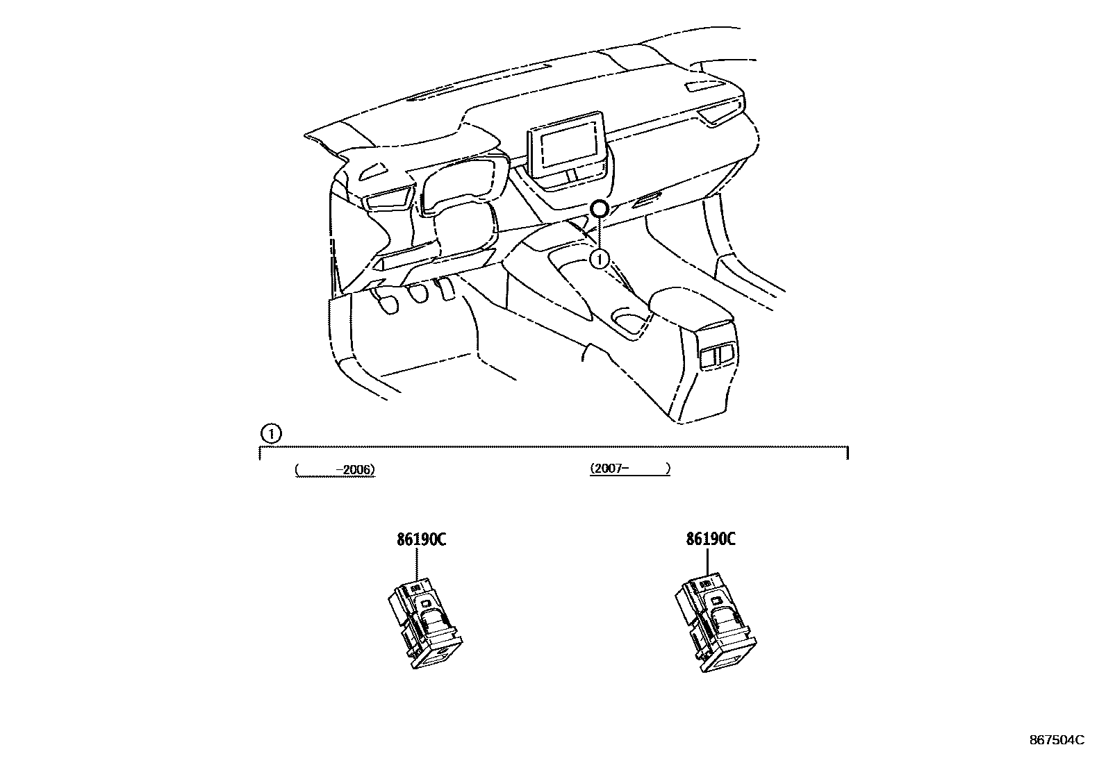 Toyota COROLLA 收音机、放大器和冷凝器 EPC diagram — 867504C