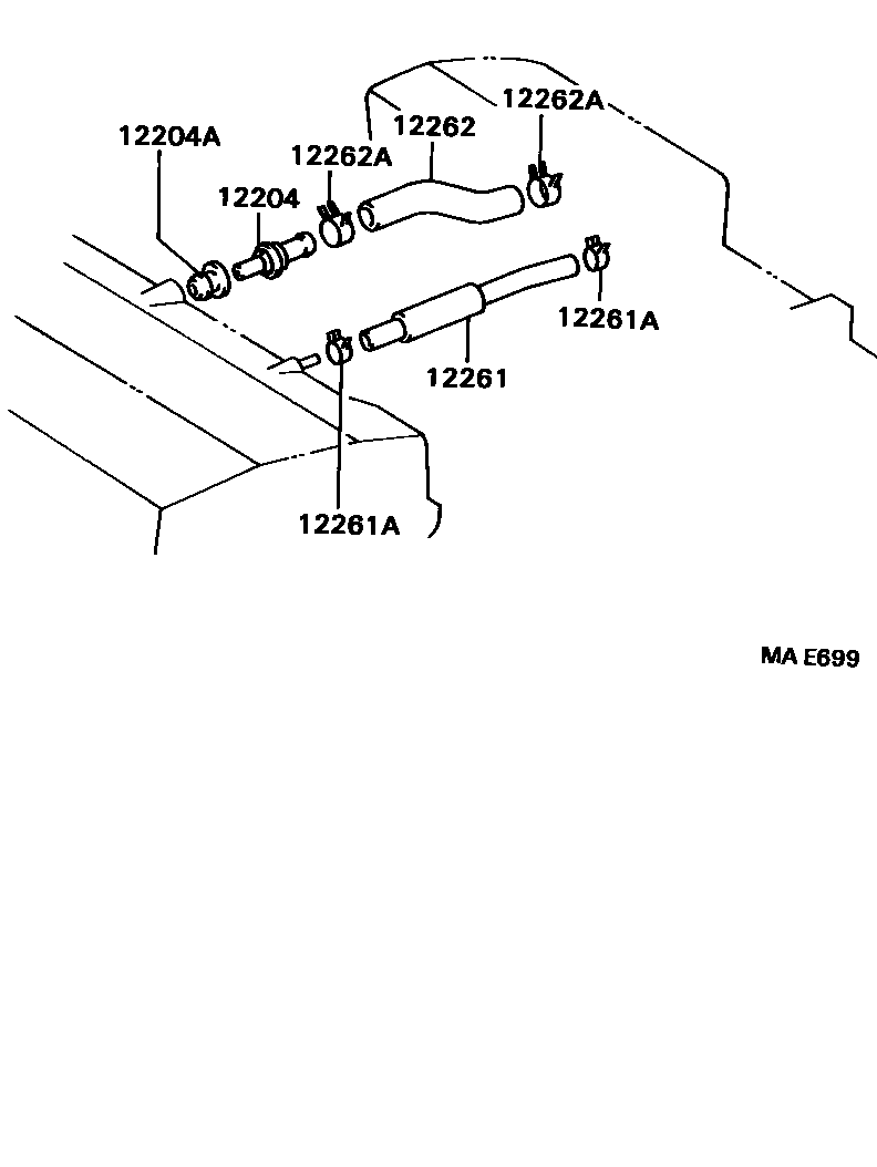 Toyota COROLLA Ventilation Hose EPC diagram — MAE699