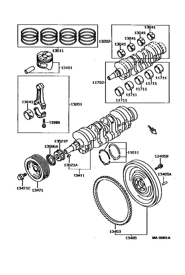 Toyota COROLLA Crankshaft & Piston EPC diagram — MAG093A