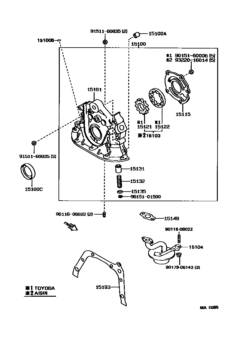 Toyota COROLLA Engine Oil Pump EPC diagram — MAG095