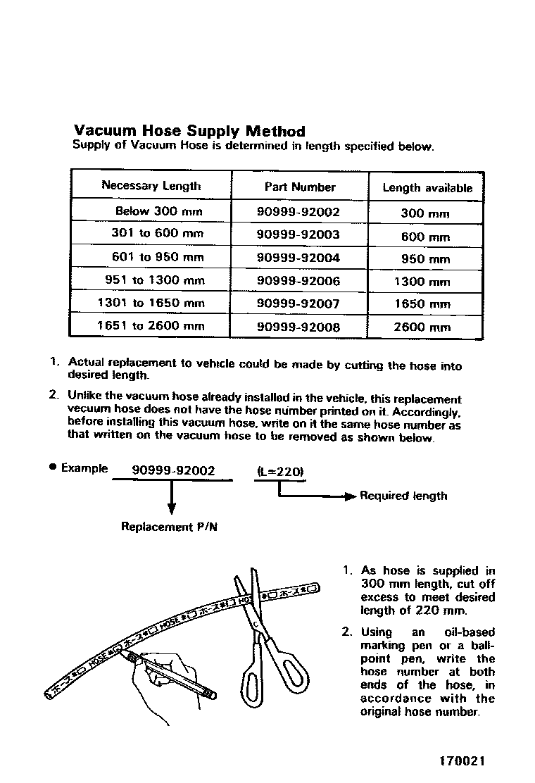 Toyota COROLLA vacuum tube EPC diagram — 170021