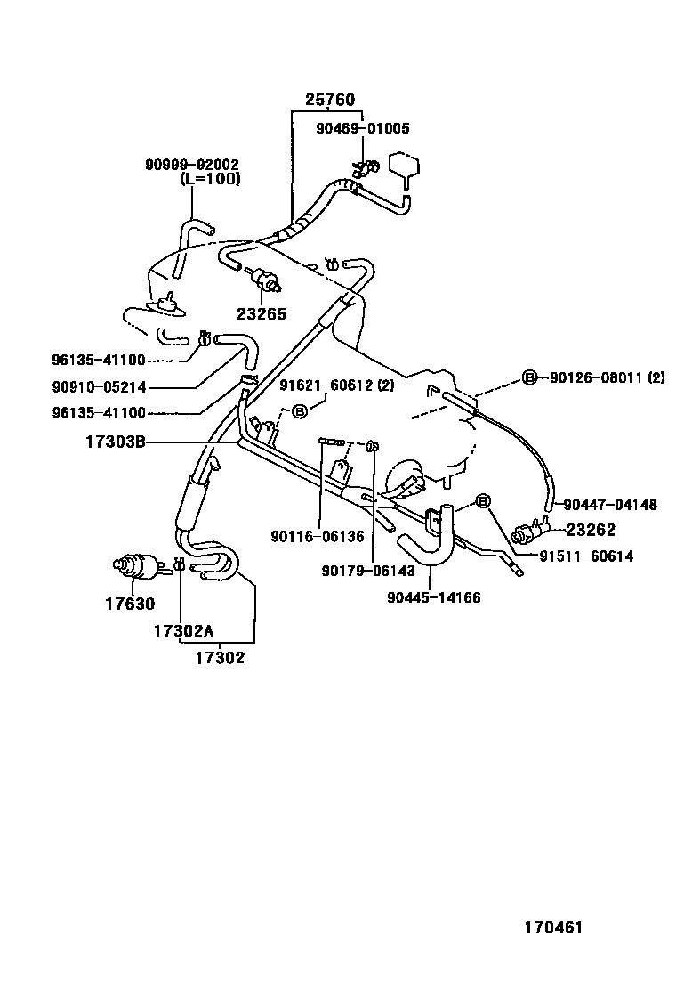 Toyota COROLLA vacuum tube EPC diagram — 170461