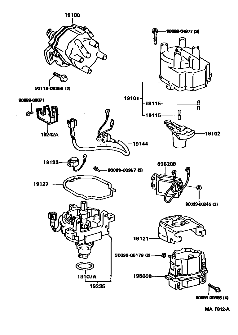 Toyota COROLLA 分电器 EPC diagram — MAF812A
