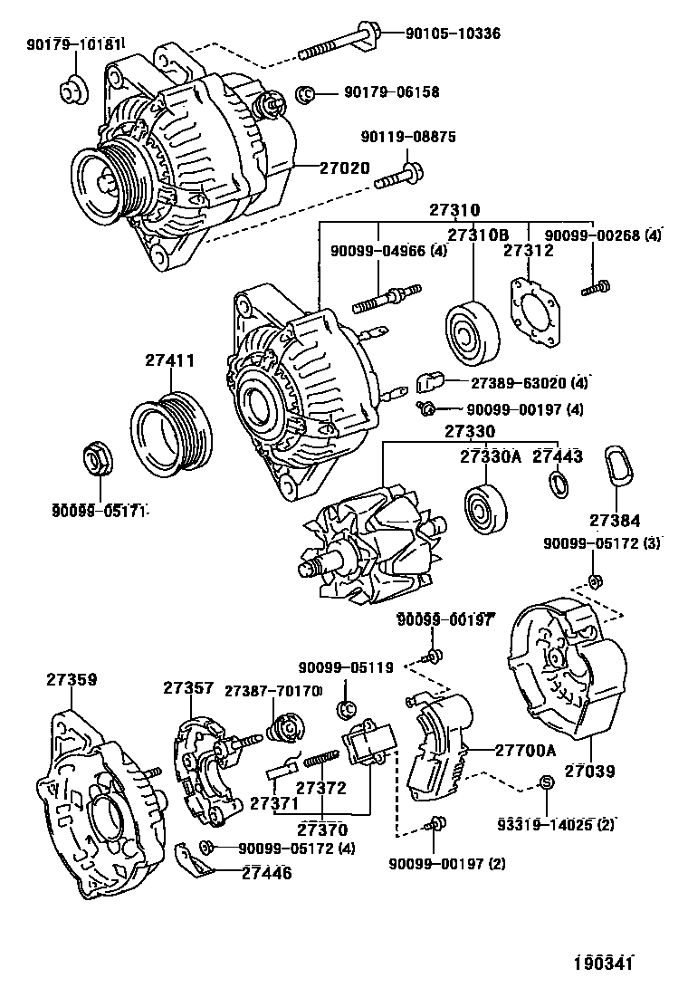 Toyota COROLLA Alternator EPC diagram — 190341