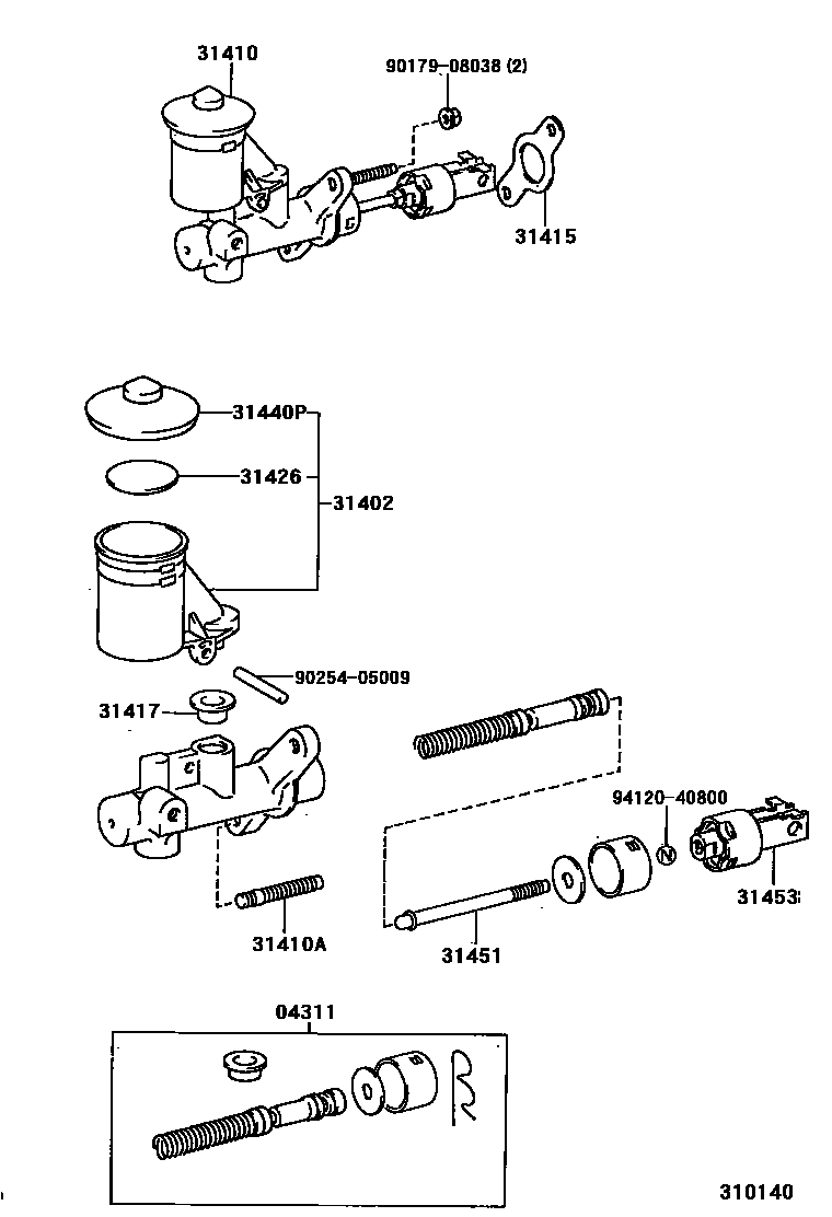 Toyota COROLLA 离合器总泵 EPC diagram — 310140