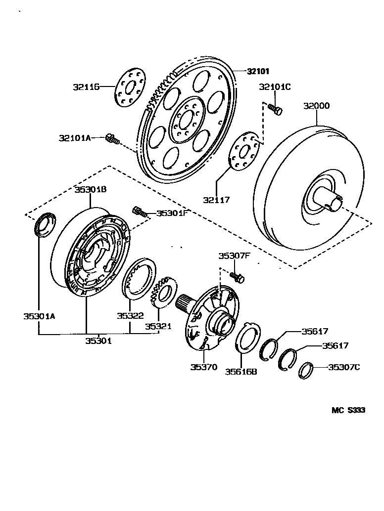 Toyota COROLLA 变矩器、前油泵和链条(ATM) EPC diagram — MCS333