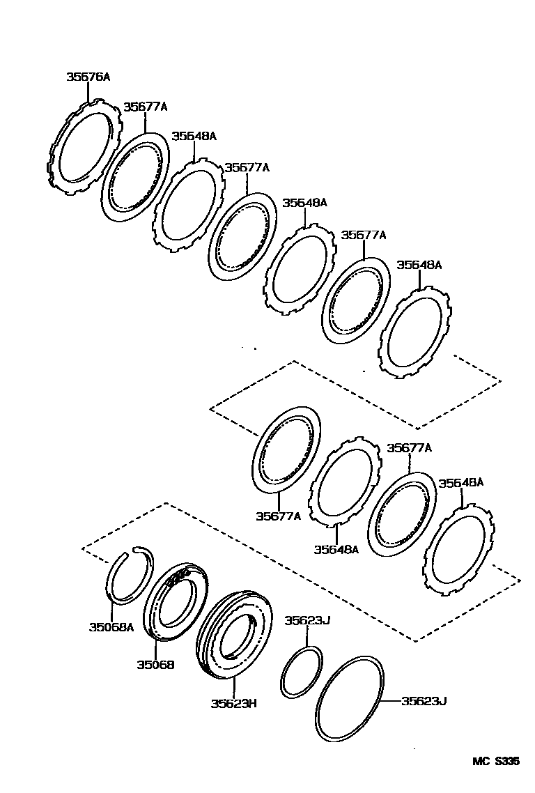 Toyota COROLLA 3号制动器、一档和倒档制动器(ATM) EPC diagram — MCS335