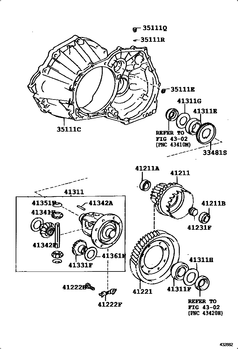 Toyota COROLLA 前桥壳和差速器 EPC diagram — 432882