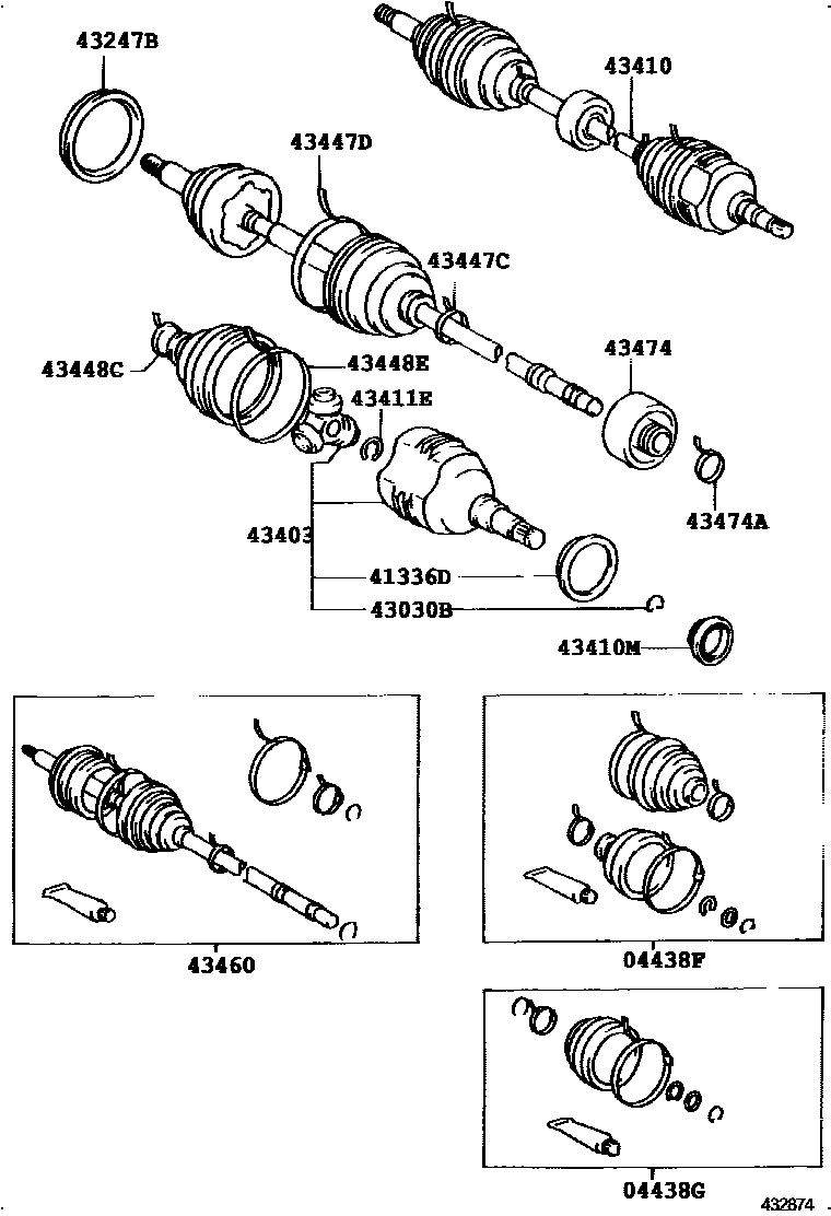 Toyota COROLLA Front Drive Shaft EPC diagram — 432874