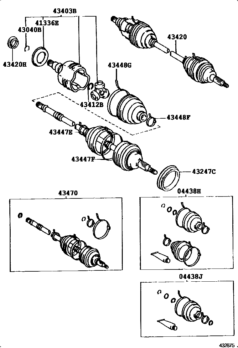 Toyota COROLLA Front Drive Shaft EPC diagram — 432875