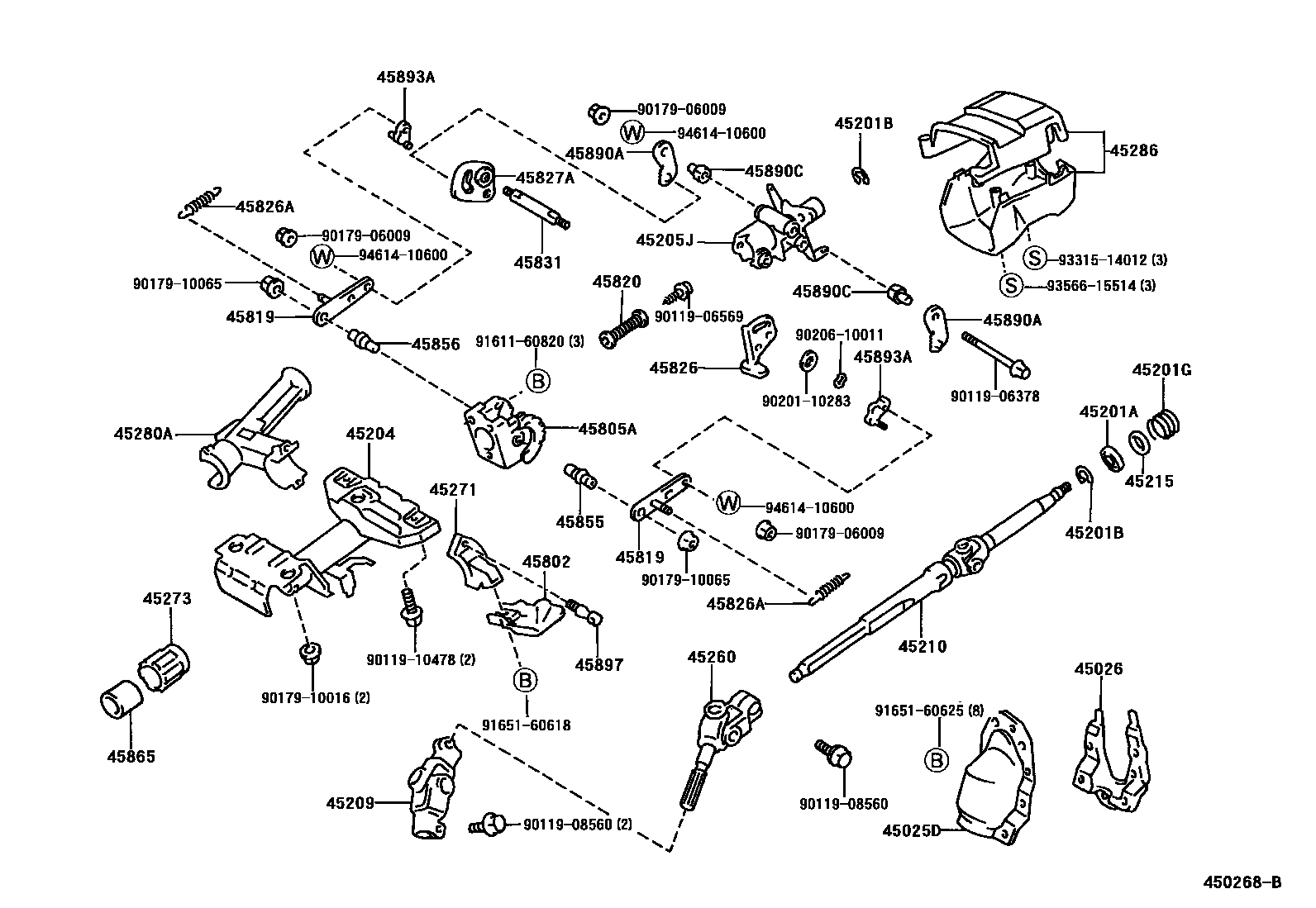 Toyota COROLLA Steering Column & Shaft EPC diagram — 450268B