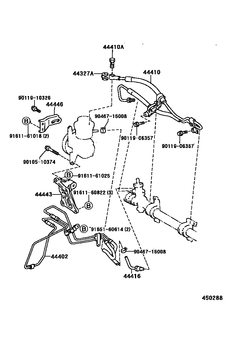 Toyota COROLLA 动力转向配管 EPC diagram — 450288