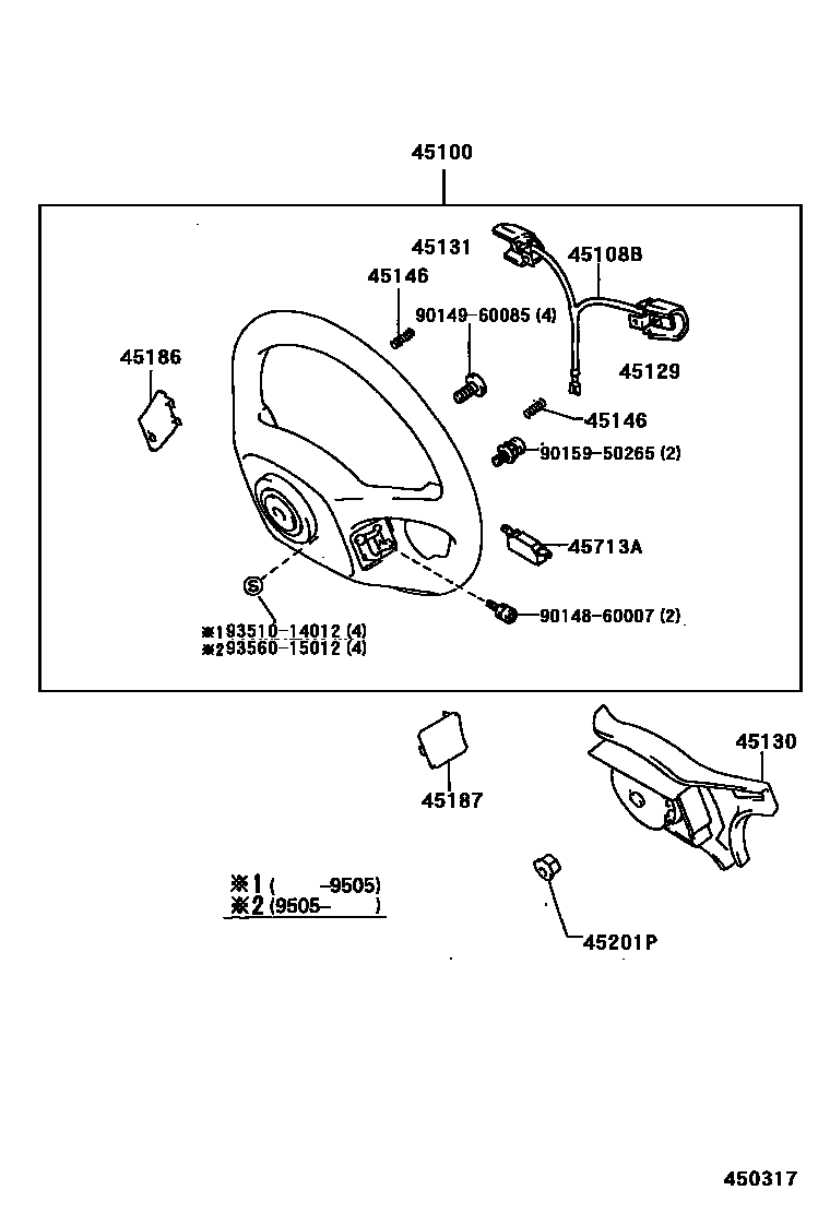 Toyota COROLLA Steering Wheel EPC diagram — 450317