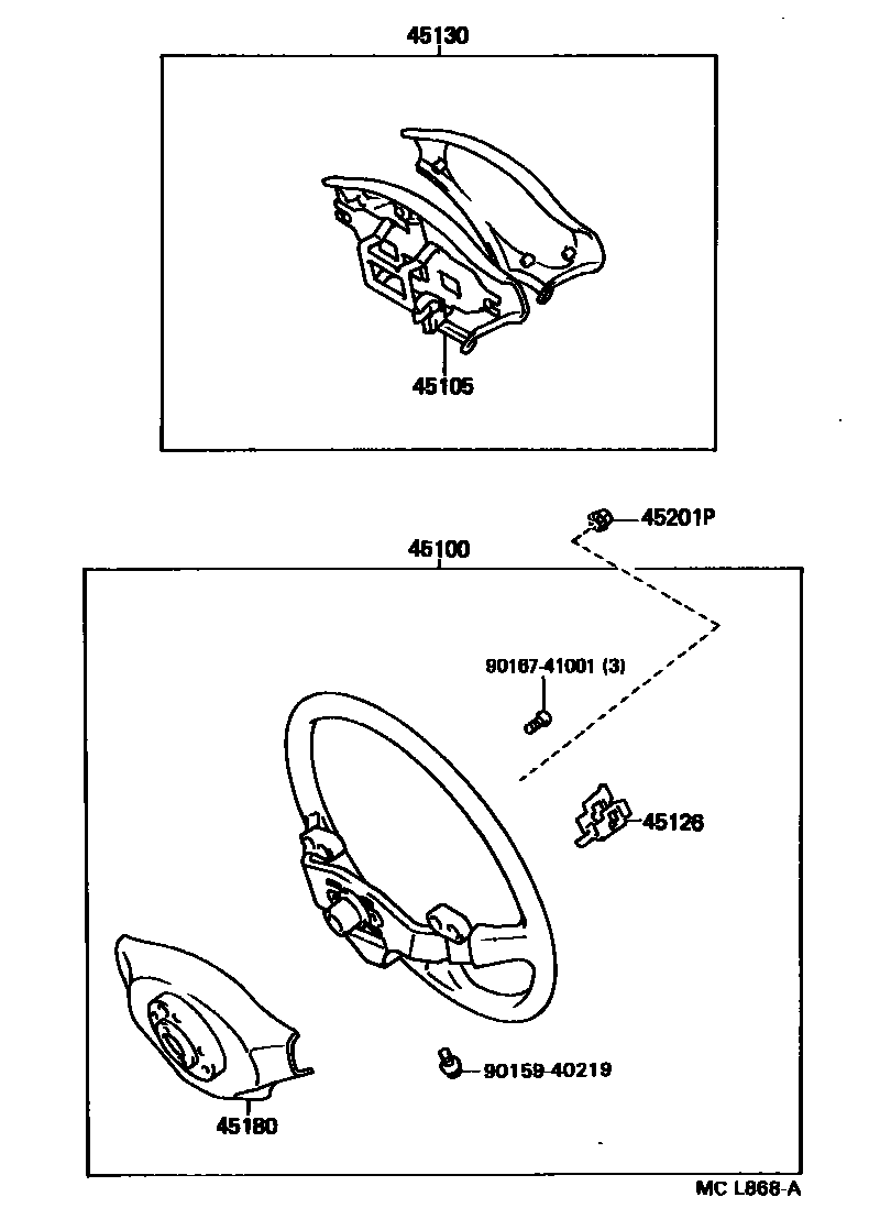 Toyota COROLLA Steering Wheel EPC diagram — MCL868A