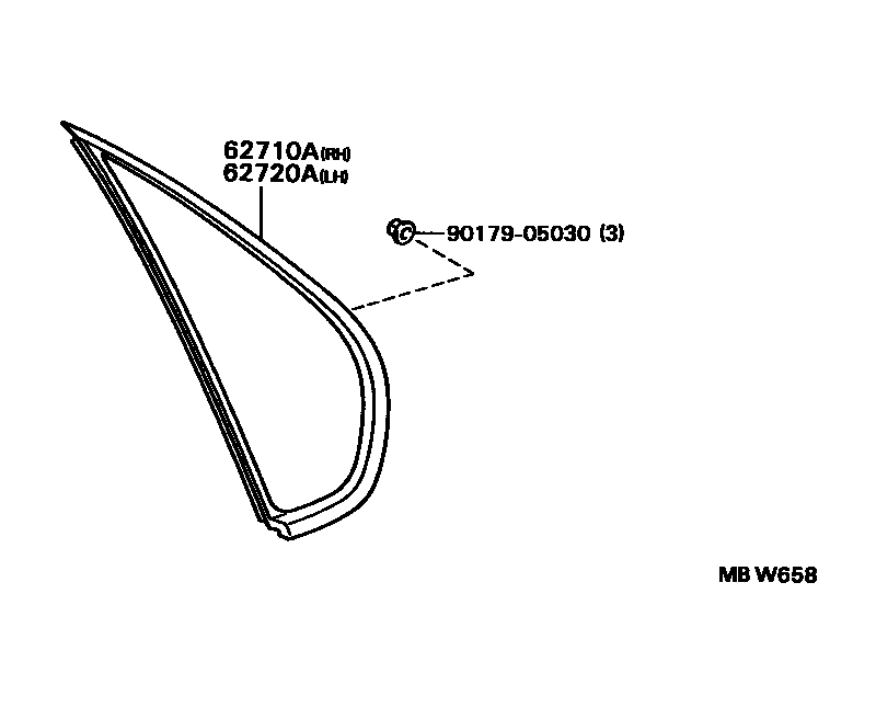 Toyota COROLLA 角窗 EPC diagram — MBW658
