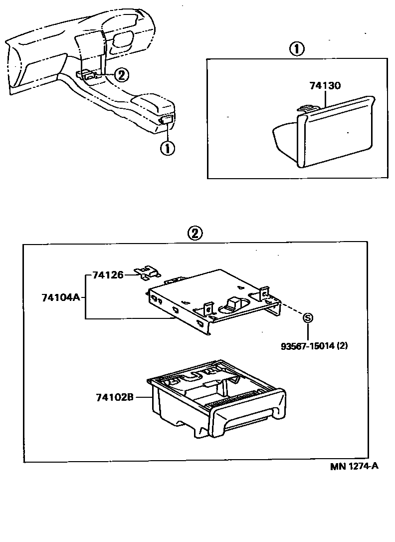 Toyota COROLLA 烟灰盒 EPC diagram — MN1274A