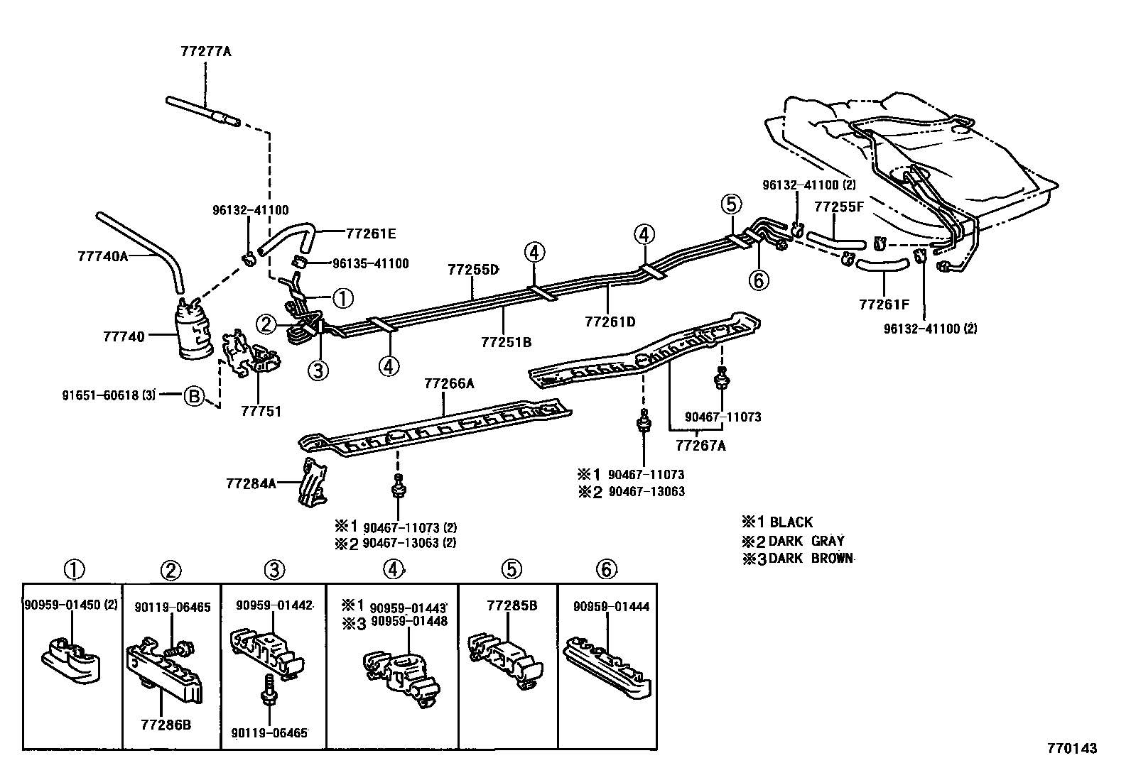 Toyota COROLLA 燃油箱和燃油管 EPC diagram — 770143