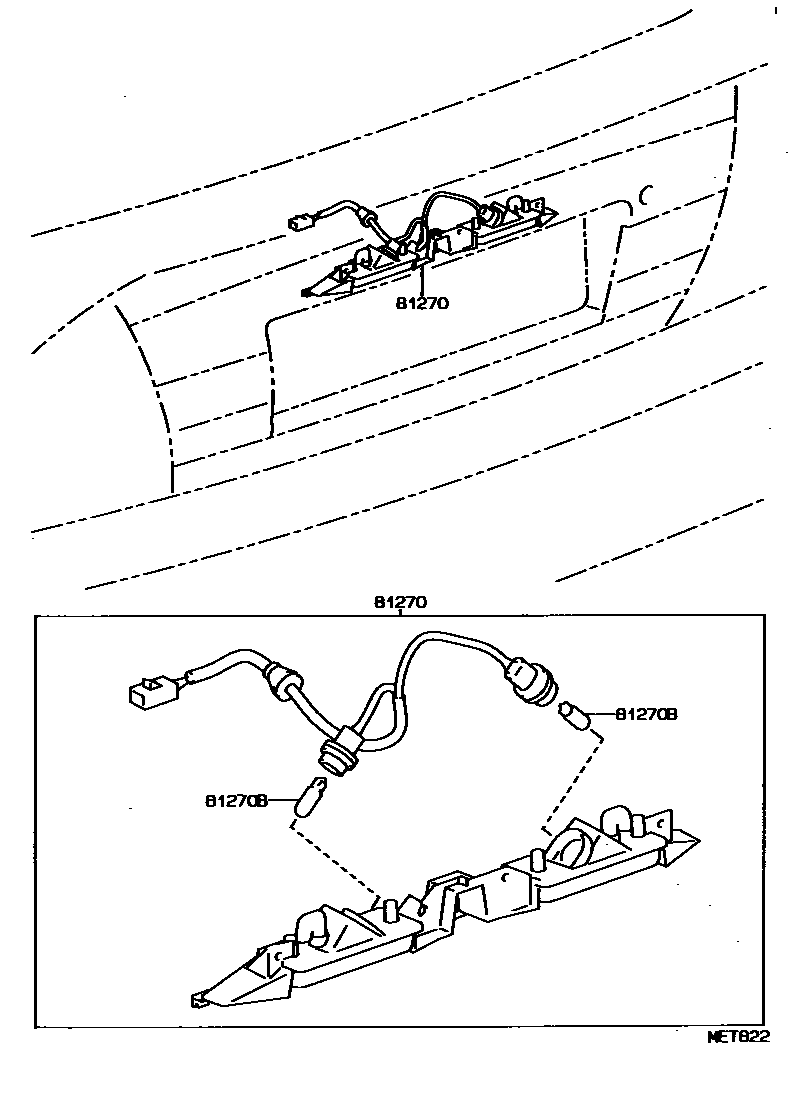 Toyota COROLLA 后牌照灯 EPC diagram — MET822