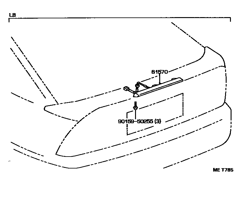 Toyota COROLLA 高位刹车灯 EPC diagram — MET785