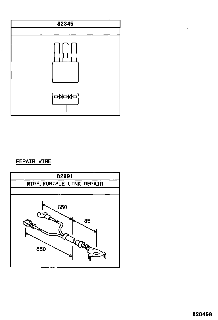 Toyota COROLLA 线束和卡夹 EPC diagram — 820468