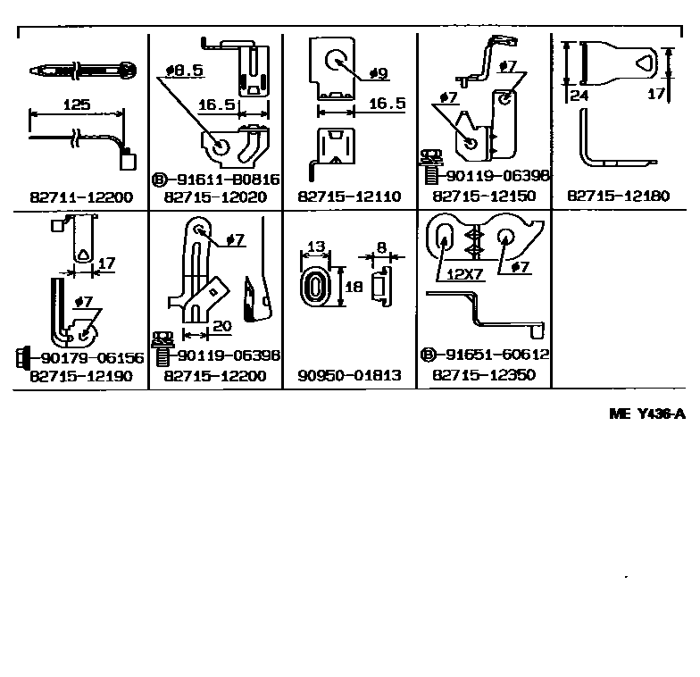 Toyota COROLLA 线束和卡夹 EPC diagram — MEY436A