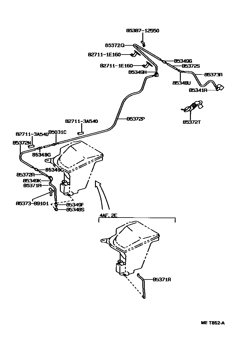 Toyota COROLLA 后清洗器 EPC diagram — MET852A