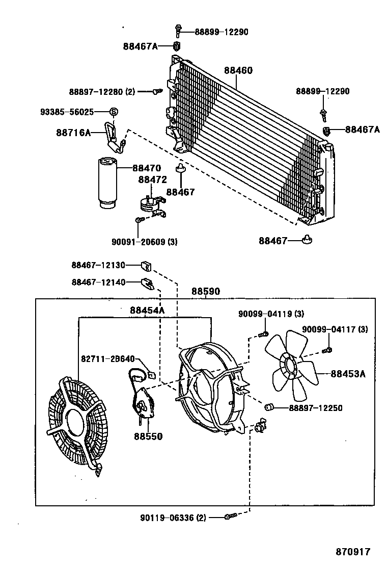 Toyota COROLLA Heating & Air Conditioning - Cooler Piping EPC diagram — 870917