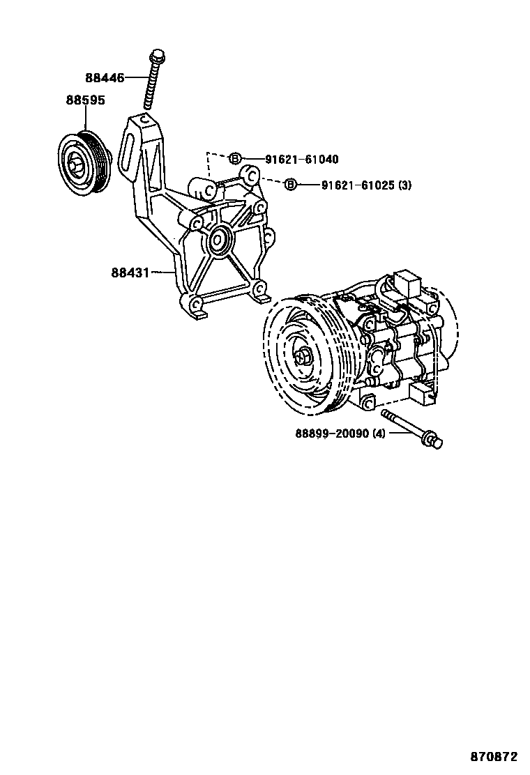 Toyota COROLLA Heating & Air Conditioning - Compressor EPC diagram — 870872