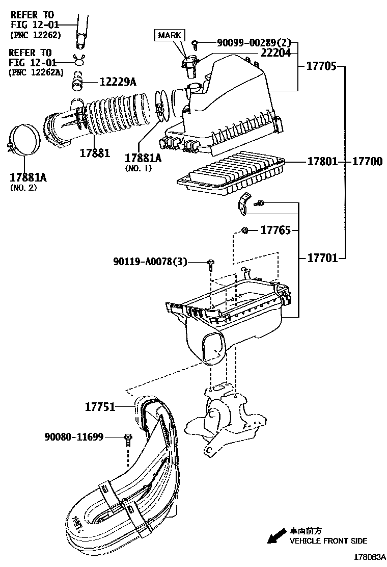 Toyota COROLLA Air Cleaner EPC diagram — 178083A