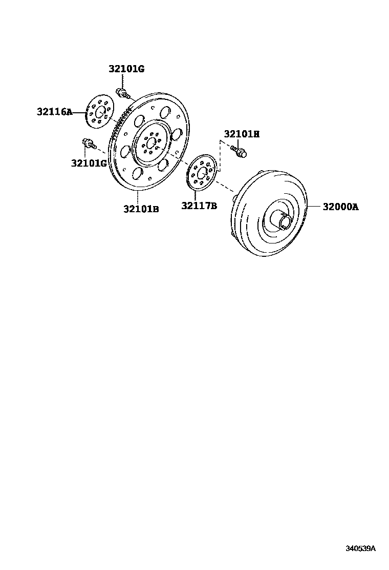 Toyota COROLLA 变矩器、前油泵(CVT) EPC diagram — 340539A