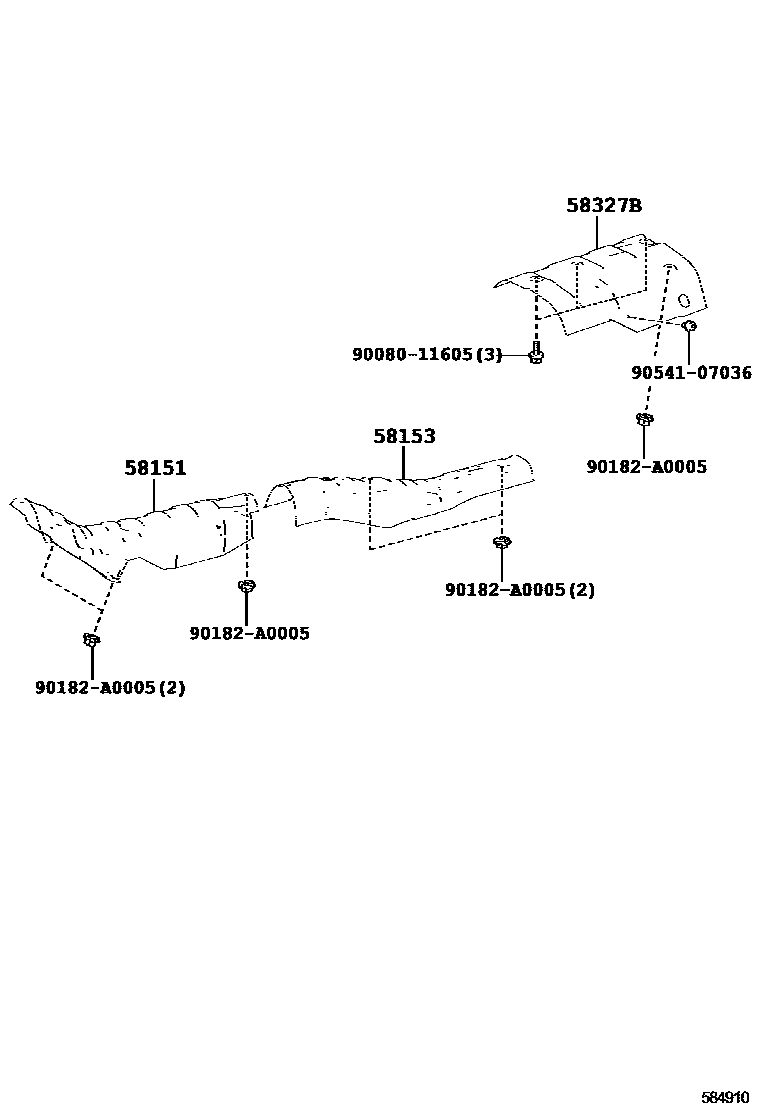 Toyota COROLLA 地板隔热垫 EPC diagram — 584910