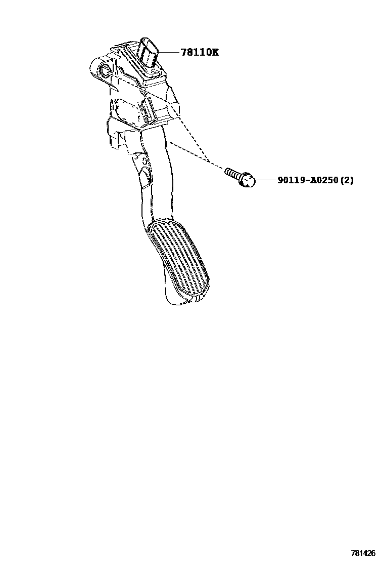 Toyota COROLLA accelerator pedal connecting rod EPC diagram — 781426